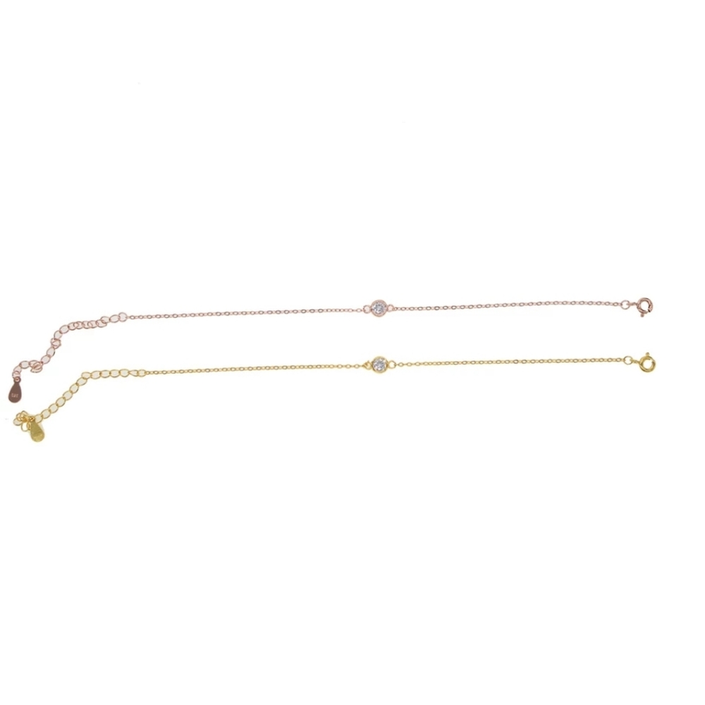 NEW 18k Yellow Gold | 925 Sterling Bezel Set Diamond Solitaire Bracelet - Picture 8 of 16